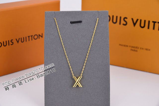 Louis Vuitton新款飾品 路易威登字母x項鏈 LV簡約字母金色鎖骨鏈  zglv2182